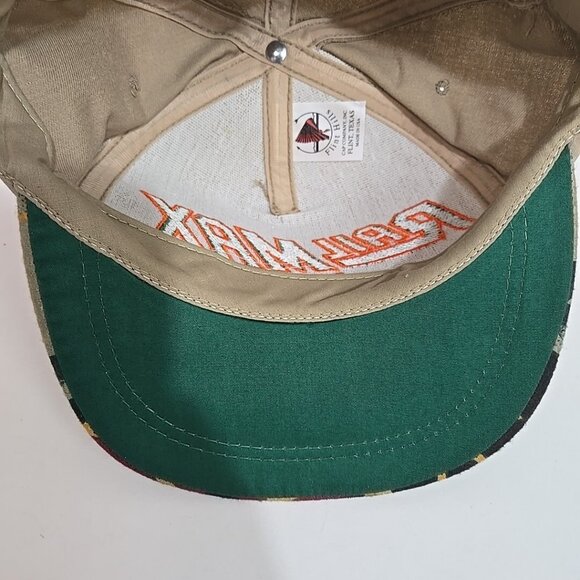 Vintage Rail Max Strapback Hat Aztec Print Brim Made in USA Hidden Closure - Picture 5 of 8